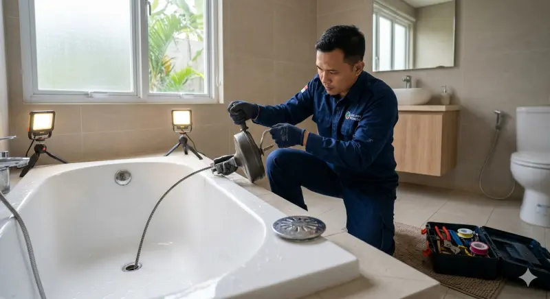Perbaikan floor drain kamar mandi